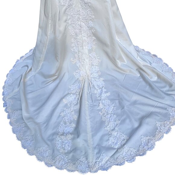 Vtg 70's Victorian Prarie Ivory Custom Bridal Dress Gown Train + Juliet Cap Veil - Picture 4 of 16